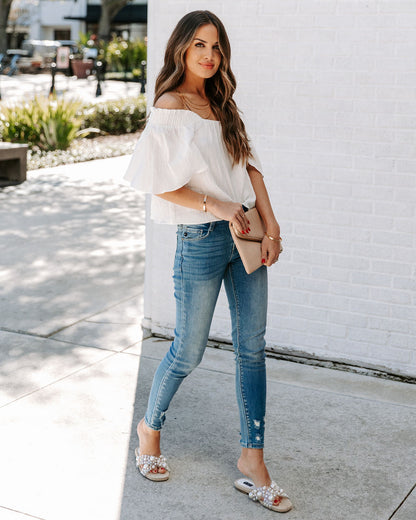 Ariana Cotton Square Neck Top - Off White