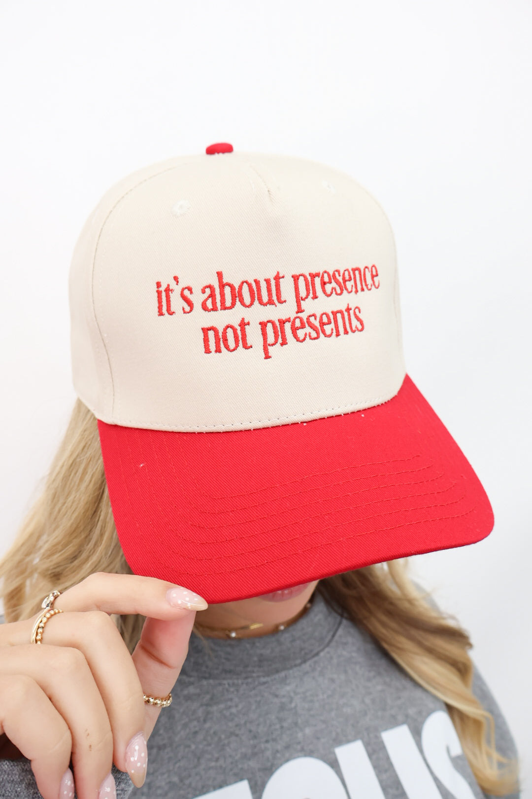 It’s About Presence, Not Presents Trucker Hat