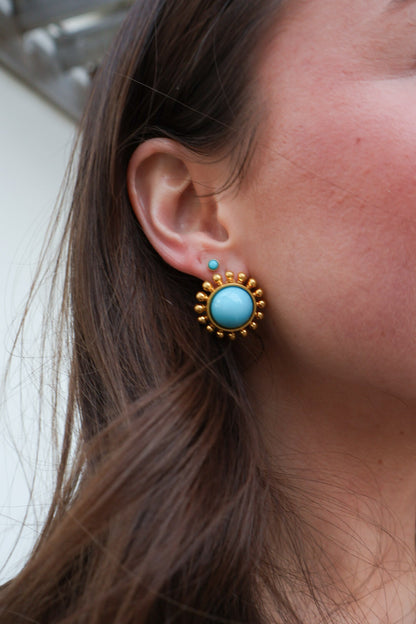 Turquoise Sunburst Stud Earrings