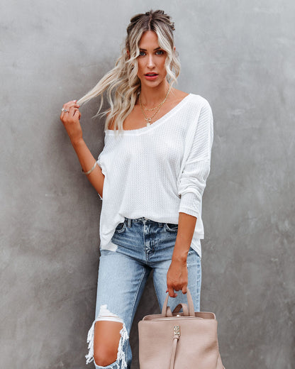 Between Us Thermal Knit Top - White