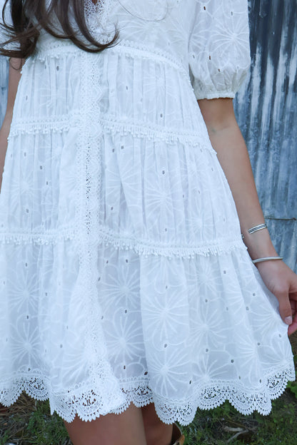 White Eyelet Babydoll Dress