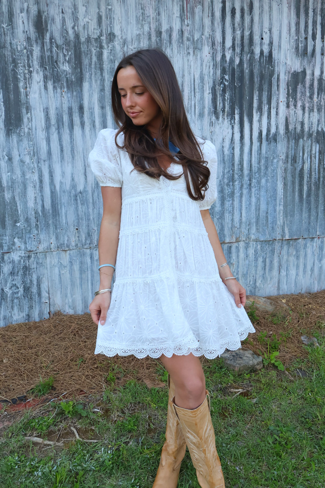 White Eyelet Babydoll Dress