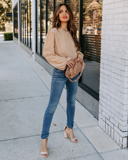Charvi Billowed Shimmer Blouse - Champagne