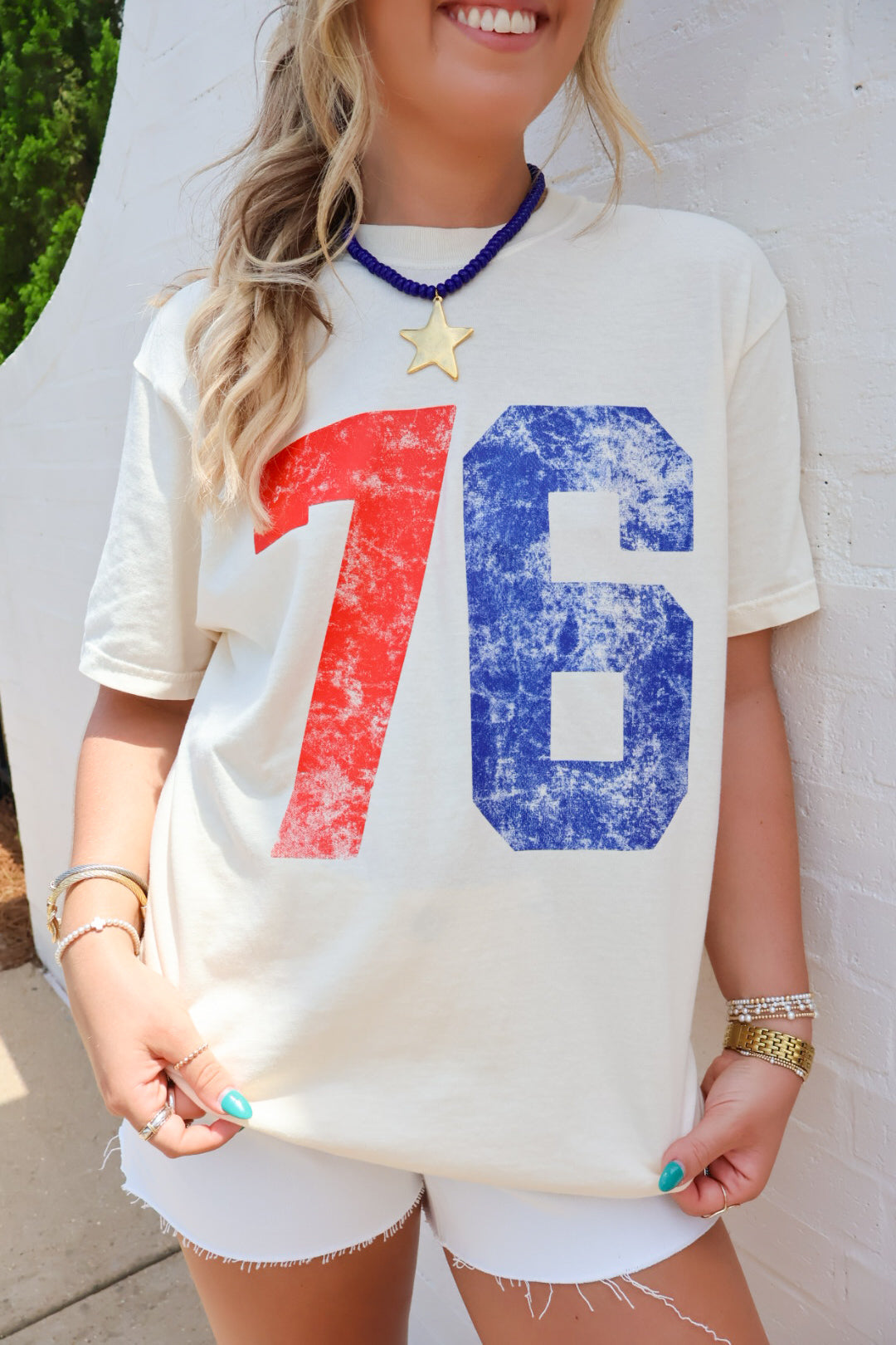 '76 Distressed Varsity Graphic Tee