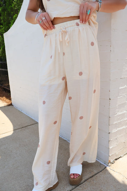 Sweet Spot Polka Dot Pants Set in Ecru