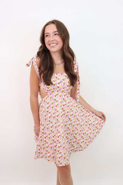 Floral Cut Out Mini Dress