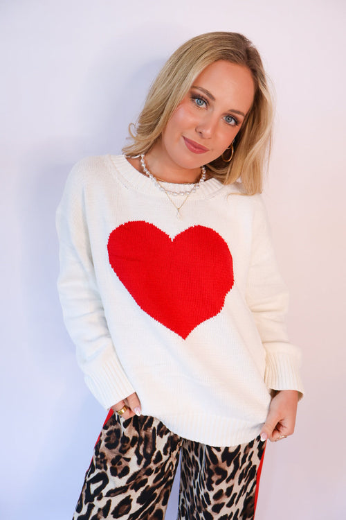 Oversized Heart Sweater - Ivory