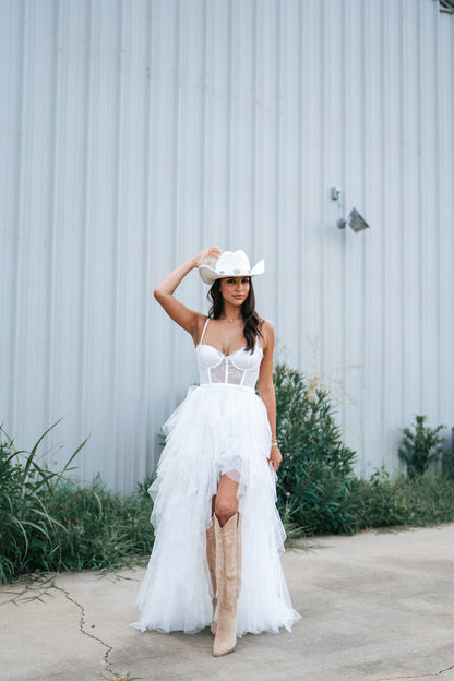 Heavenly Mesh Maxi Gown (White)