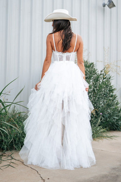 Heavenly Mesh Maxi Gown (White)