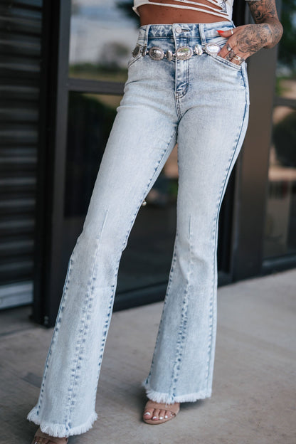 Acid Wash Flare Jeans