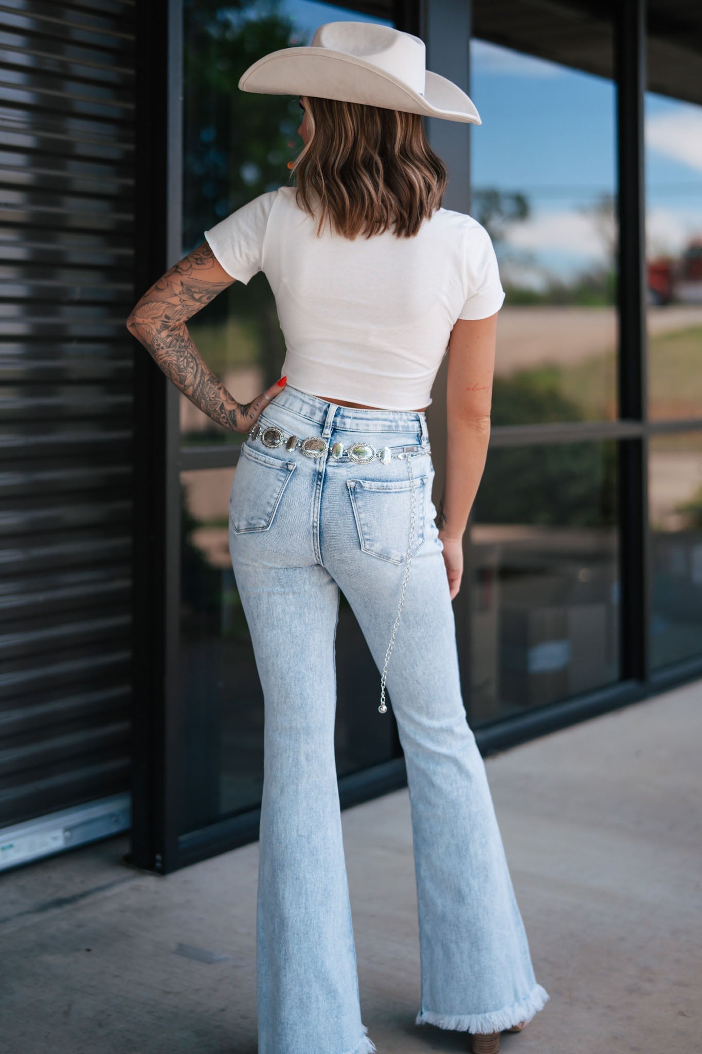 Acid Wash Flare Jeans