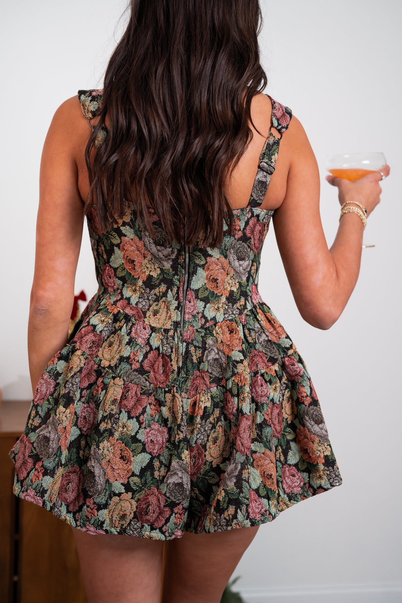 Fit And Flare Tapestry Ruffle Romper