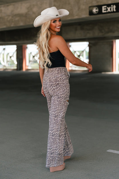 Washed Up Rhinestone Leopard Jeans