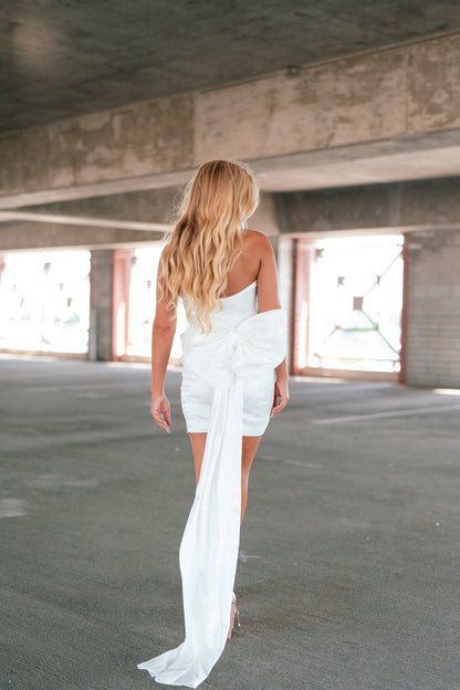 Quincy Bow Mini Dress (White)