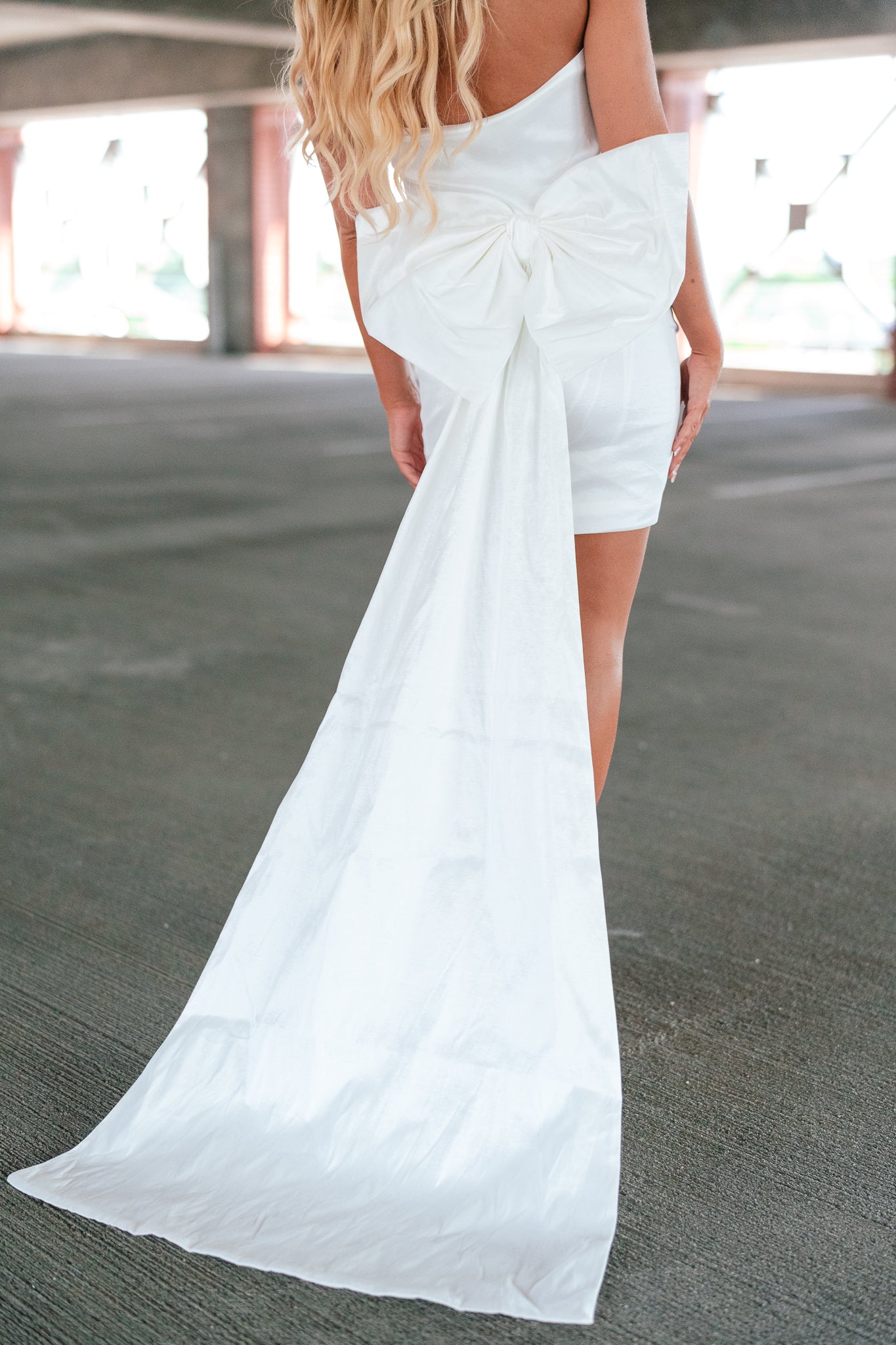 Quincy Bow Mini Dress (White)