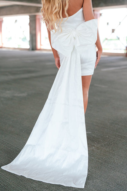 Quincy Bow Mini Dress (White)