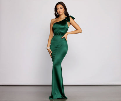 Delana Formal One Shoulder Satin Dress