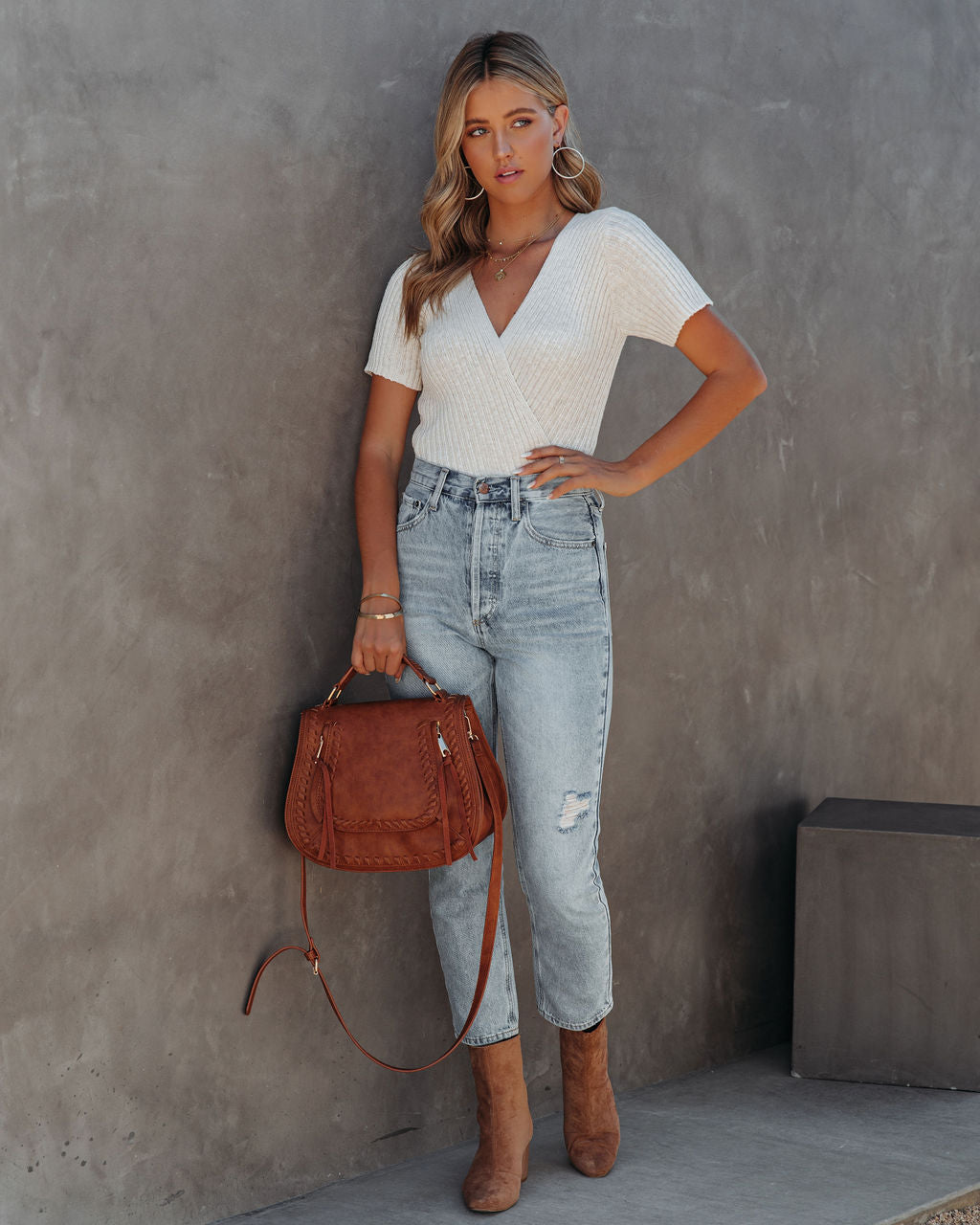 Drake Cotton Blend Drape Crop Top - Cream