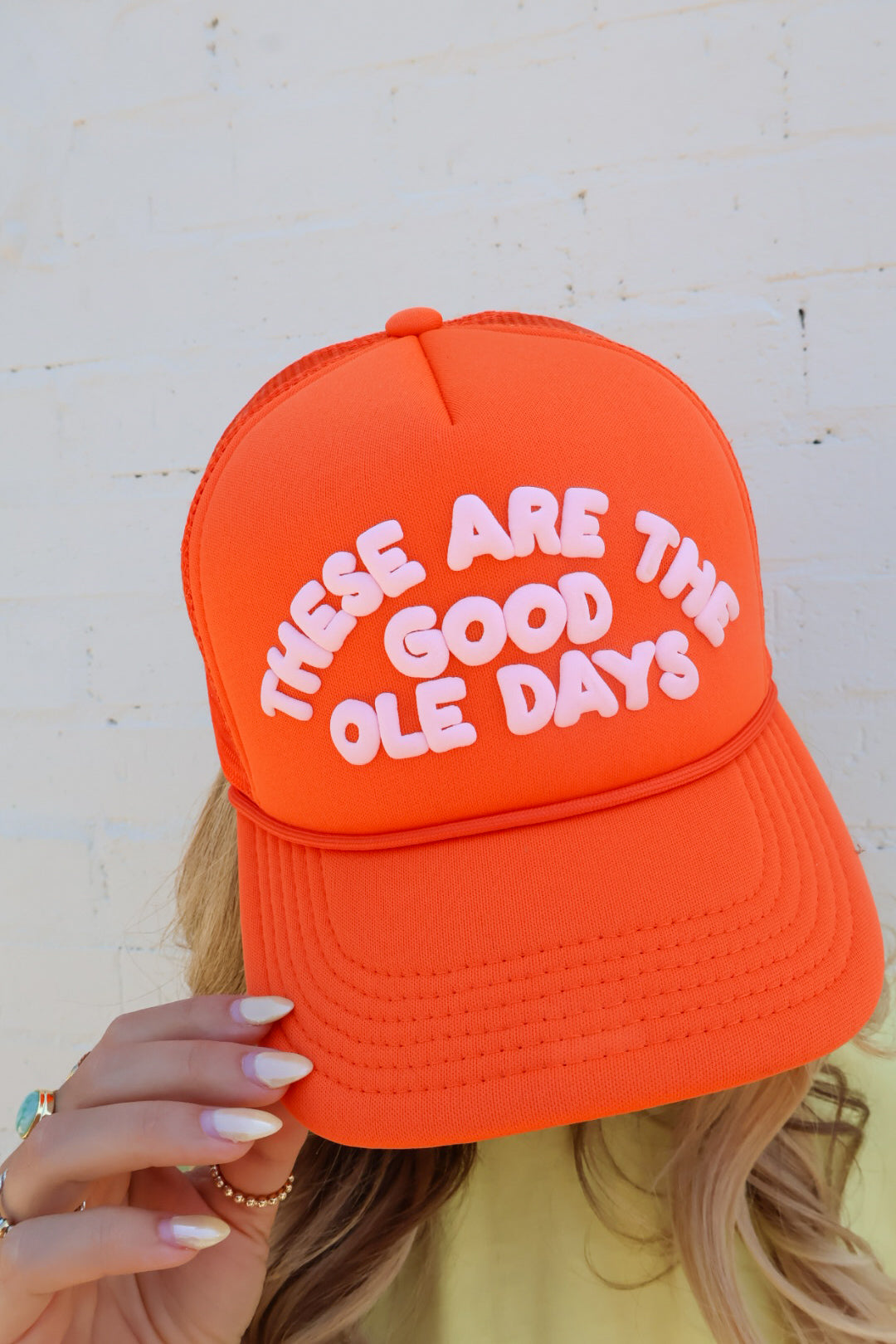 “These Are the Good Ole Days” Trucker Hat - Orange