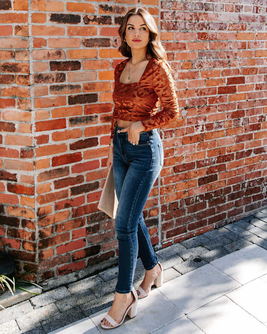 Elio Velvet Burnout Crop Top