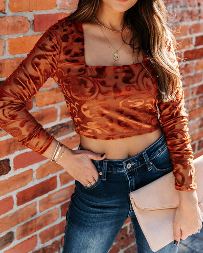 Elio Velvet Burnout Crop Top