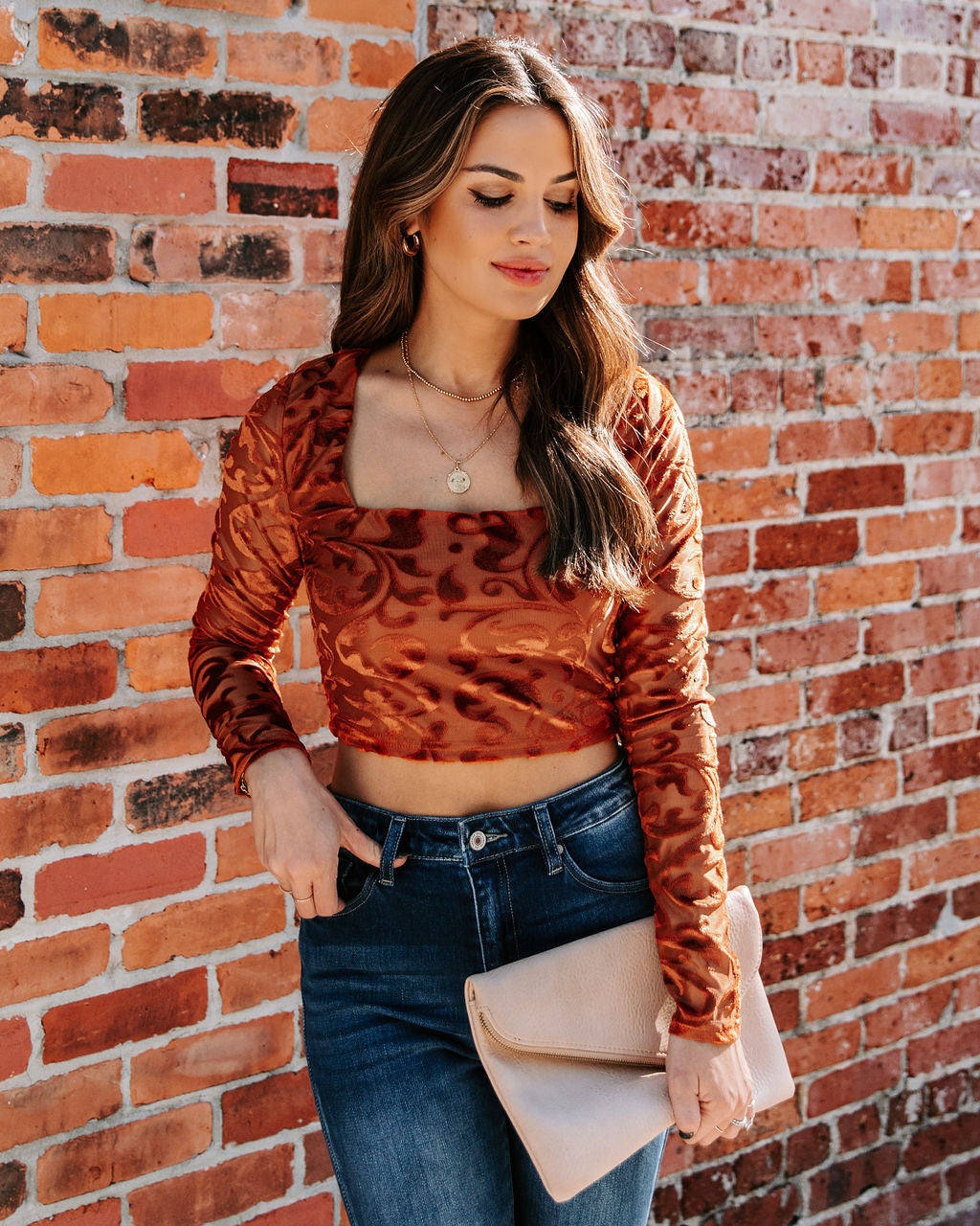 Elio Velvet Burnout Crop Top