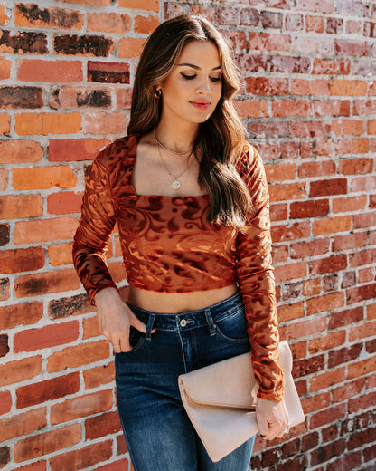Elio Velvet Burnout Crop Top