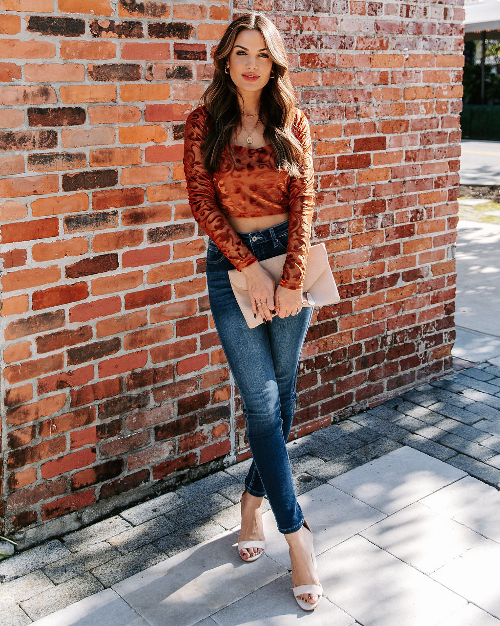 Elio Velvet Burnout Crop Top