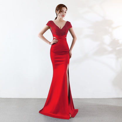Eremi slim fit long fishtail dress