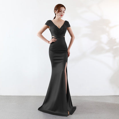 Eremi slim fit long fishtail dress