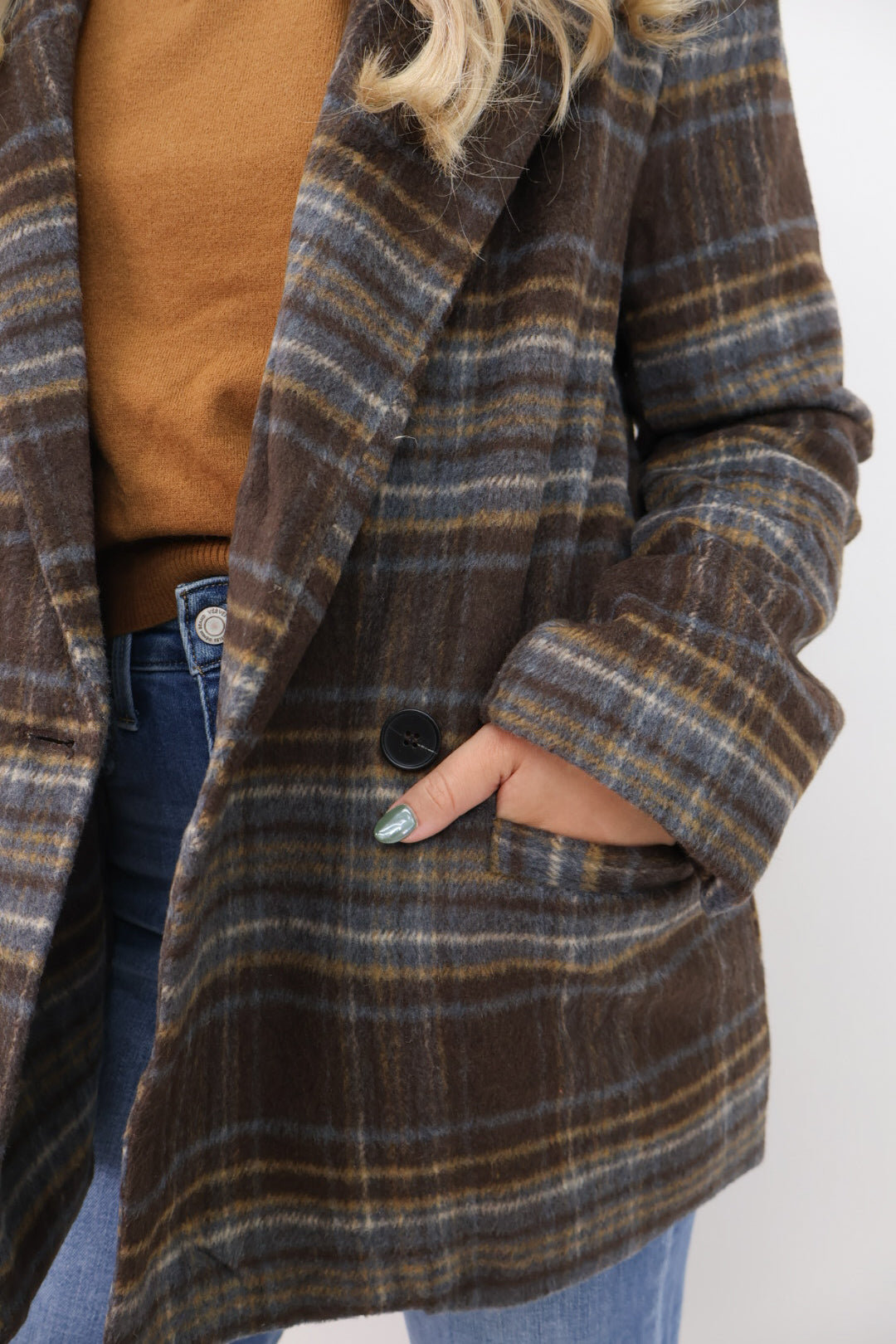 Brown Plaid Oversized Blazer