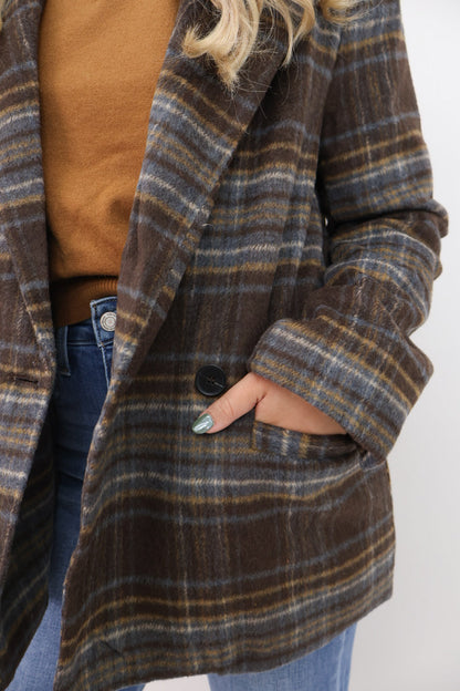 Brown Plaid Oversized Blazer