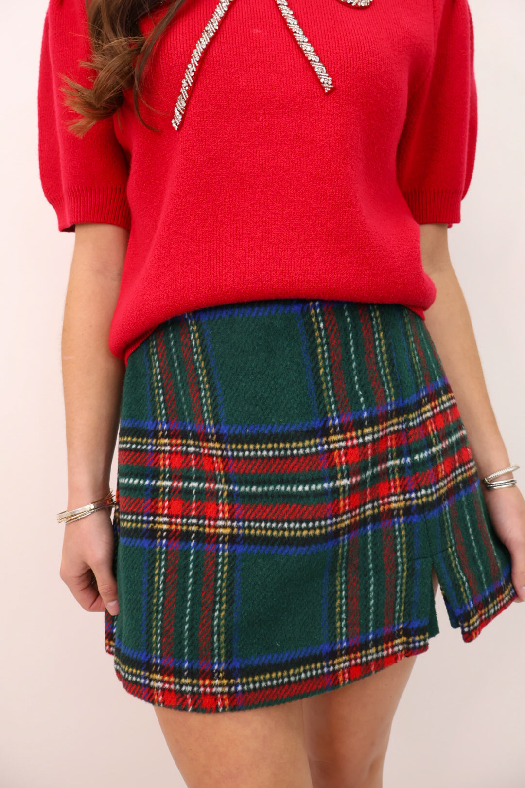 Christmas Plaid Mini Skort