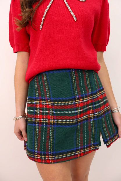 Christmas Plaid Mini Skort