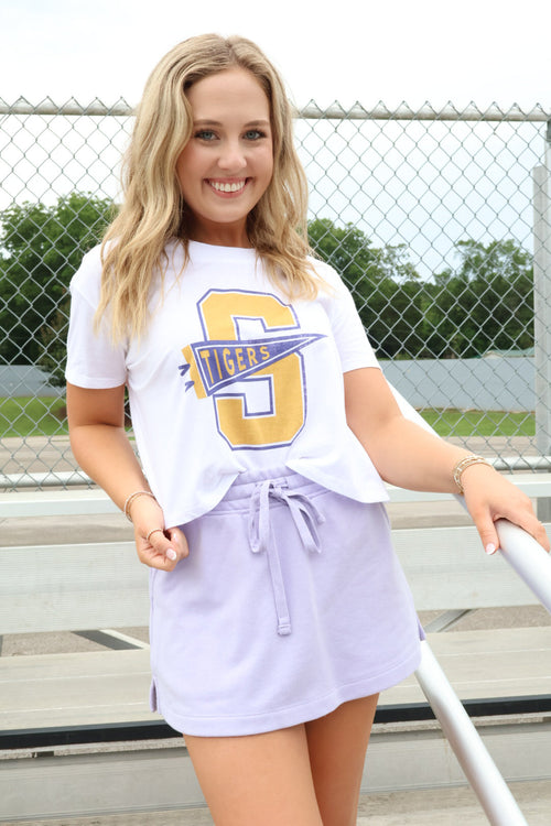 Springville Tigers Pennant Mom Crop Tee