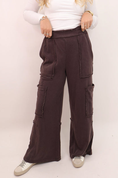 Everyday Wide Leg Lounge Pants - Dark Brown
