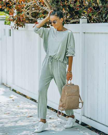 Farrow Cotton Blend Billowed Knit Top - Olive