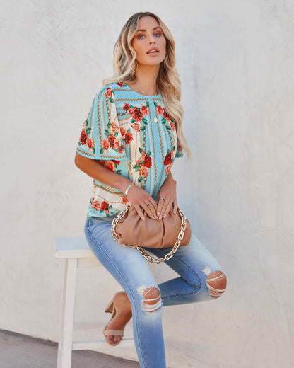 For The Girls Floral Short Sleeve Blouse