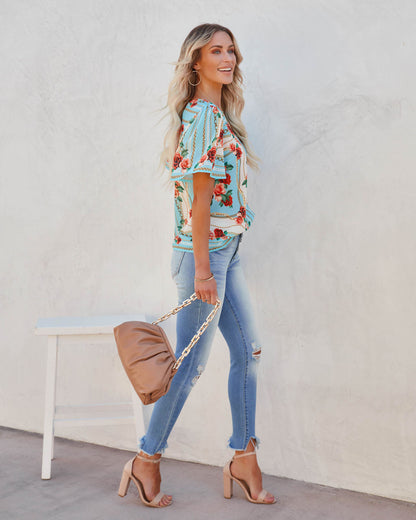 For The Girls Floral Short Sleeve Blouse