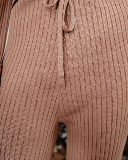 Fran Cotton Blend Ribbed Pants - Camel