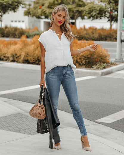 Girona Satin Blouse - Pearl