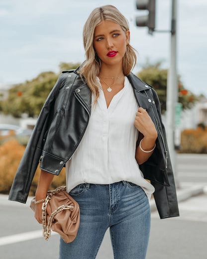 Girona Satin Blouse - Pearl