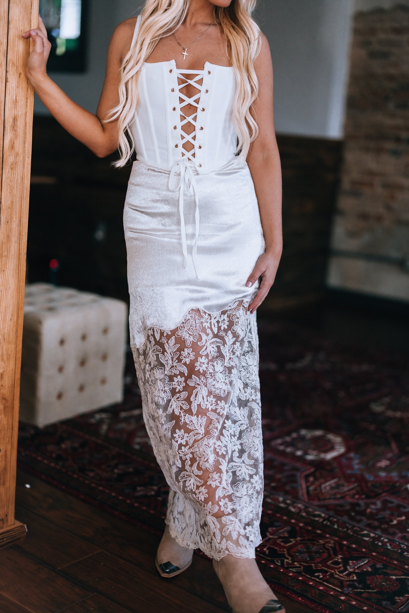 Couture Lace Up Corset Top (Ivory)