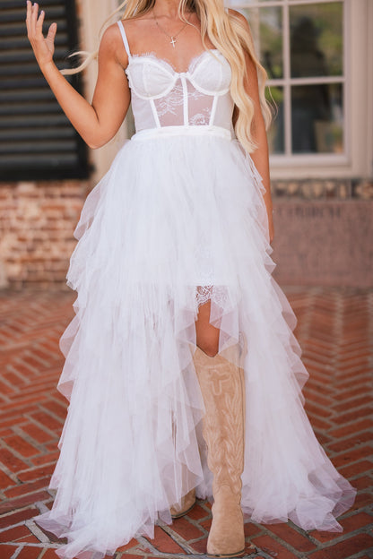 Heavenly Mesh Maxi Gown (White)