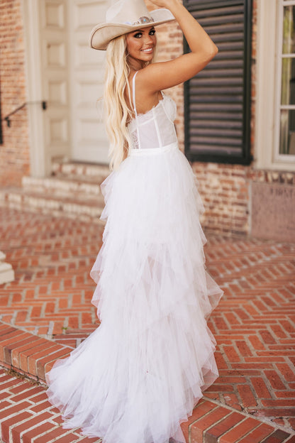 Heavenly Mesh Maxi Gown (White)