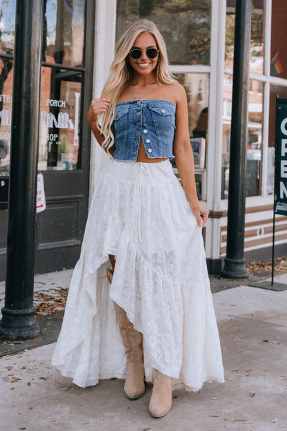 Miranda Denim Button Top