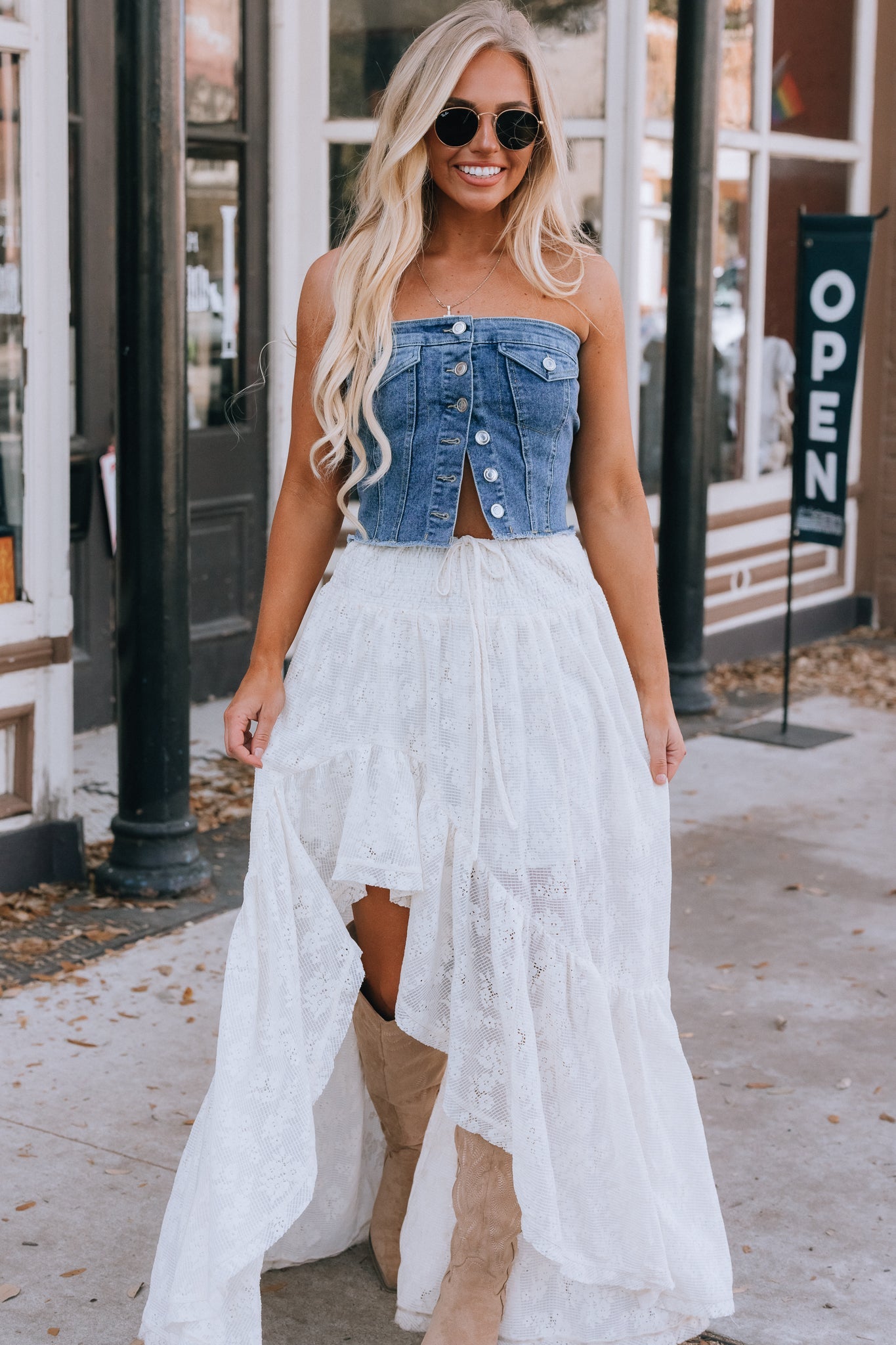 Miranda Denim Button Top