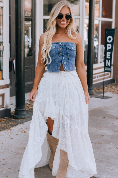 Miranda Denim Button Top