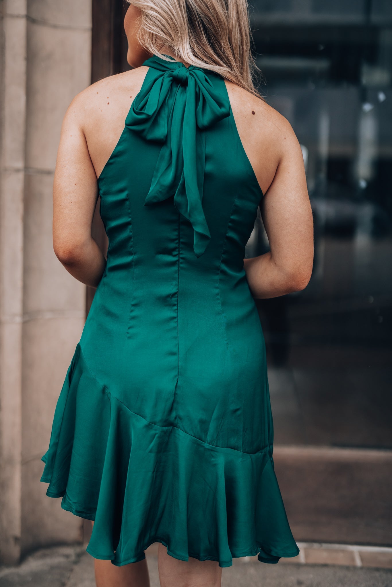 Under The Stars Halter Mini Dress (Forest Green) FINAL SALE