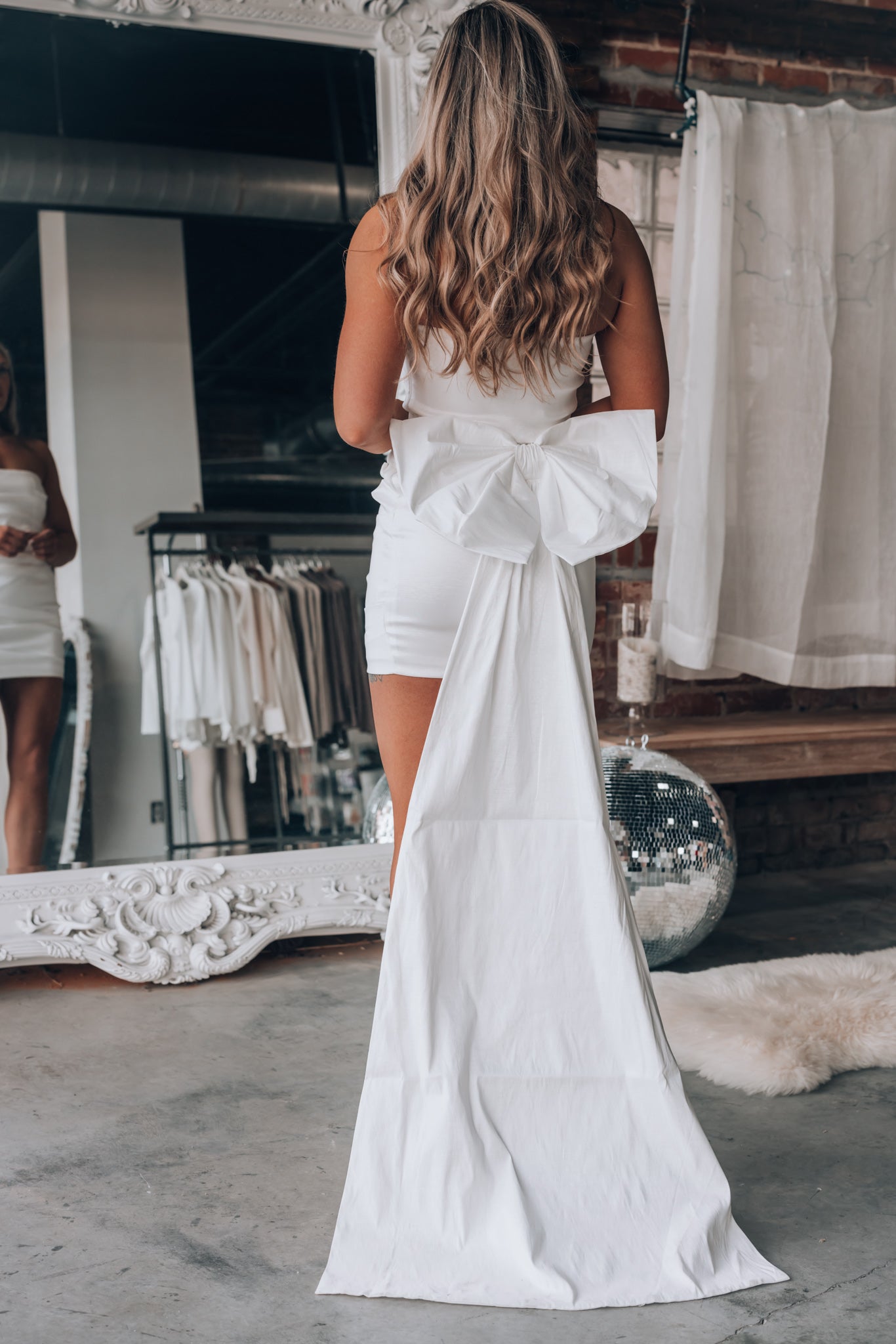 Quincy Bow Mini Dress (White)